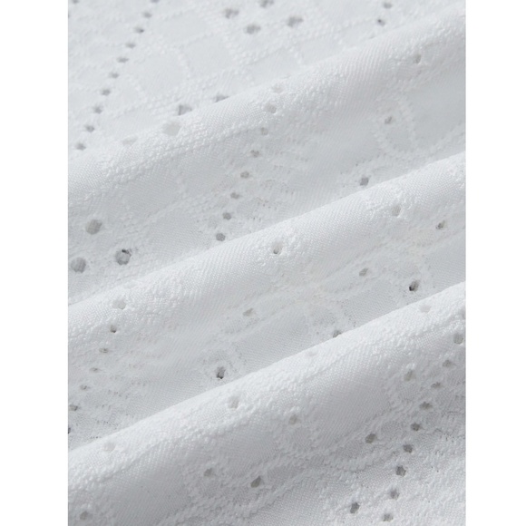 White Eyelet Embroidery Tank Top Regular Fit Casual Boho - Picture 12 of 14